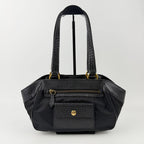 Prada Tessuto Mini Boston Handbag Nylon Leather Black Gold Vintage — view 3