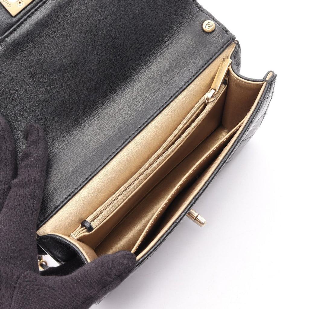 Chanel Shoulder Bag Quilted Black Lambskin Chain — view 3