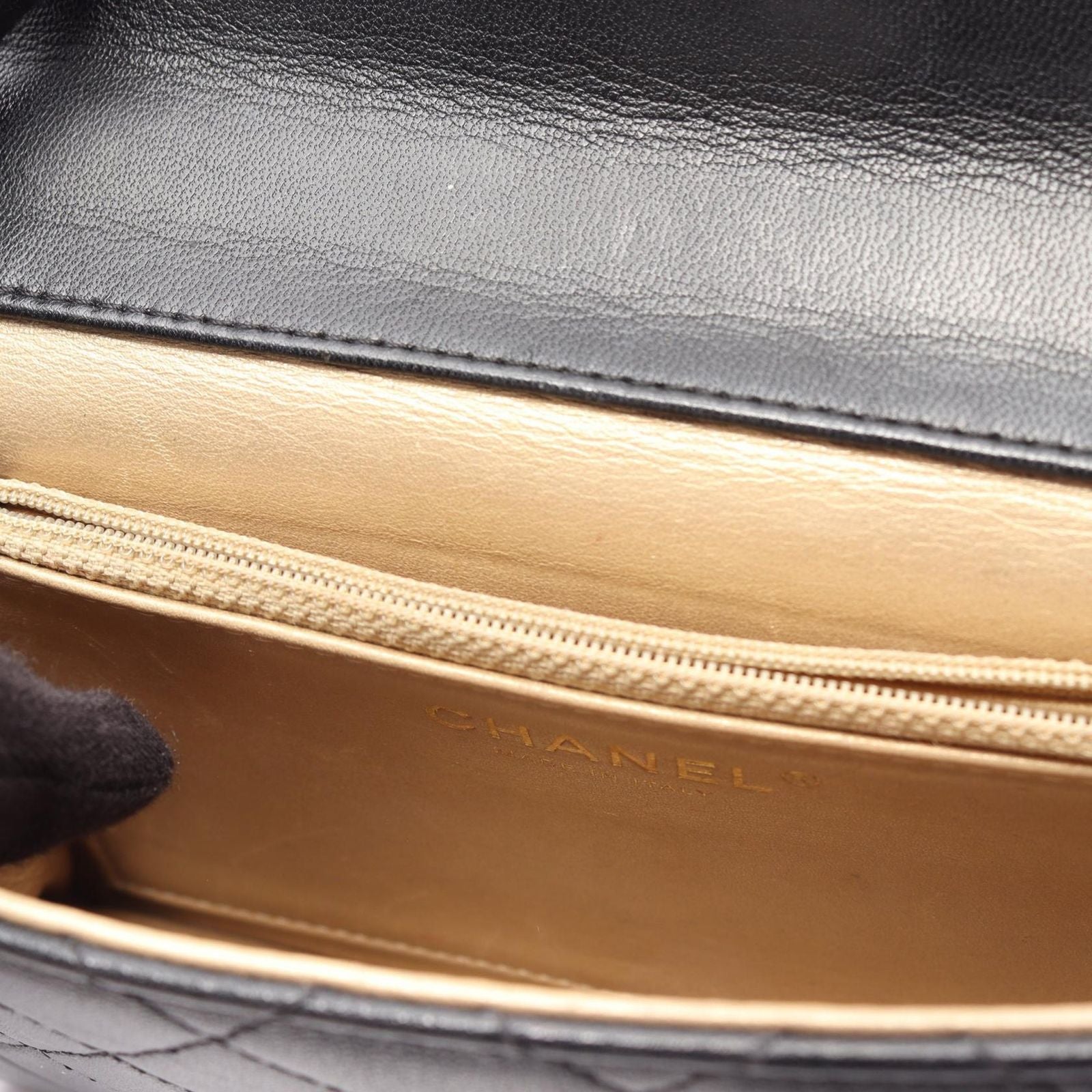 Chanel Shoulder Bag Quilted Black Lambskin Chain — view 9