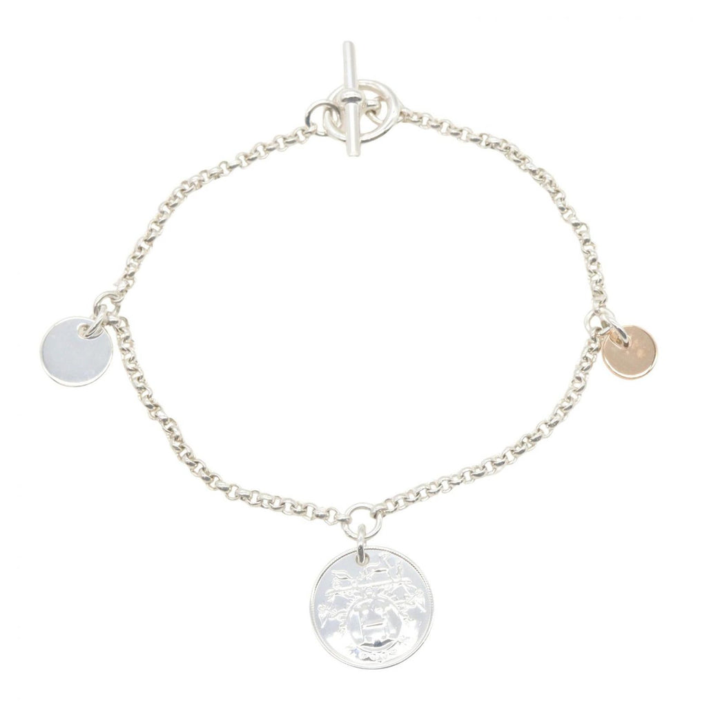 Hermes Bracelet Exlibris 15.5 cm 925 Sterling Silver 18k Pink Gold
