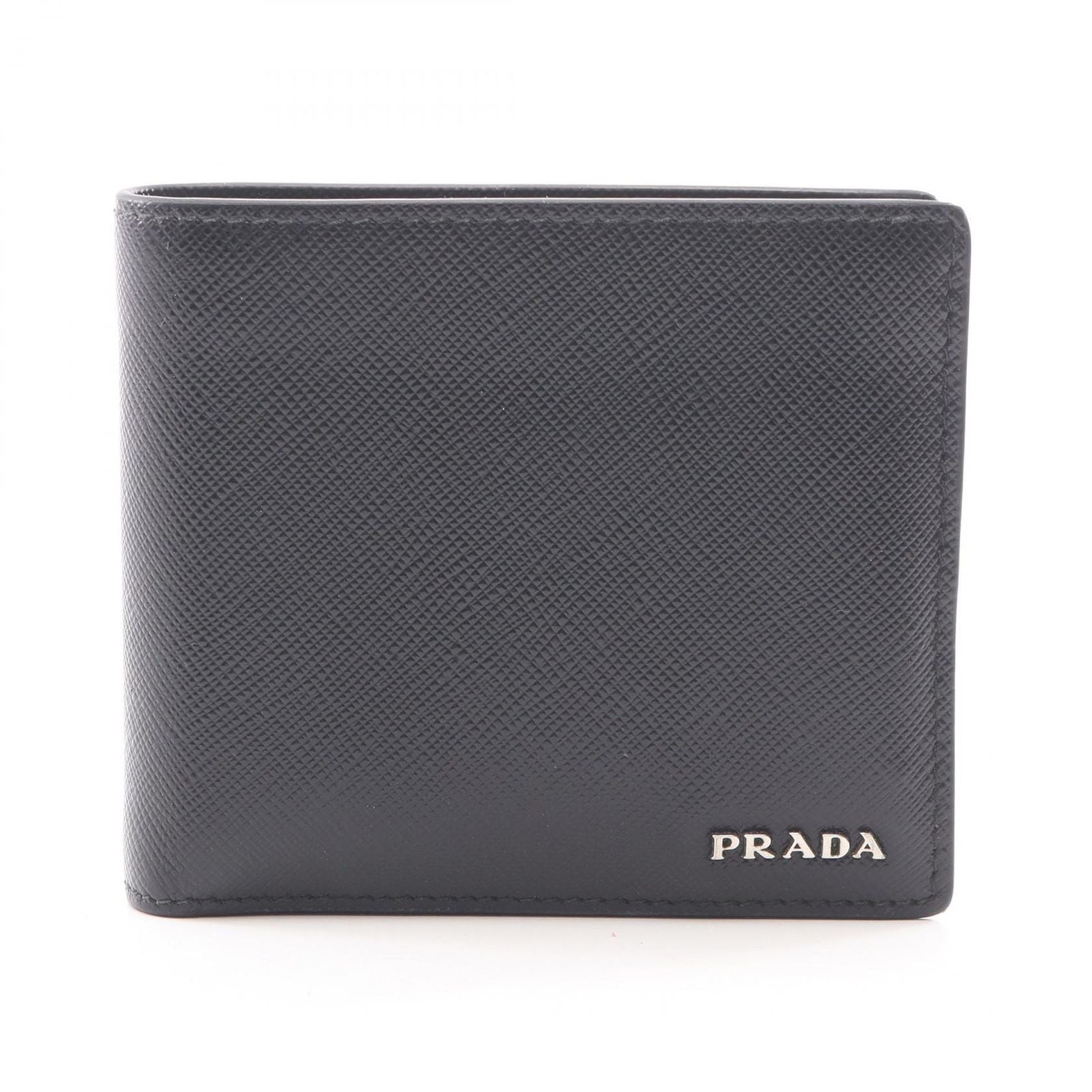 Prada Bifold Wallet Saffiano Bicolo Black Leather