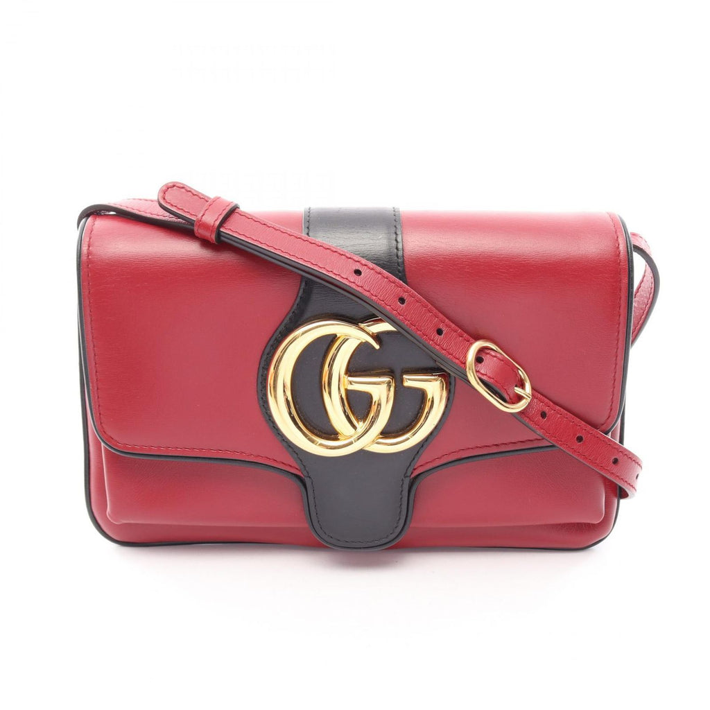 Gucci Shoulder Bag Ali Small GG Marmont Red Black Leather