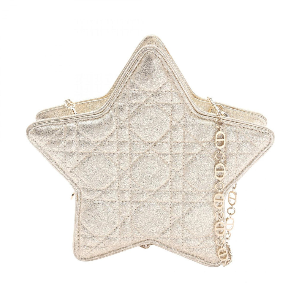 Dior Shoulder Bag Kids Star Champagne Gold Leather Mini