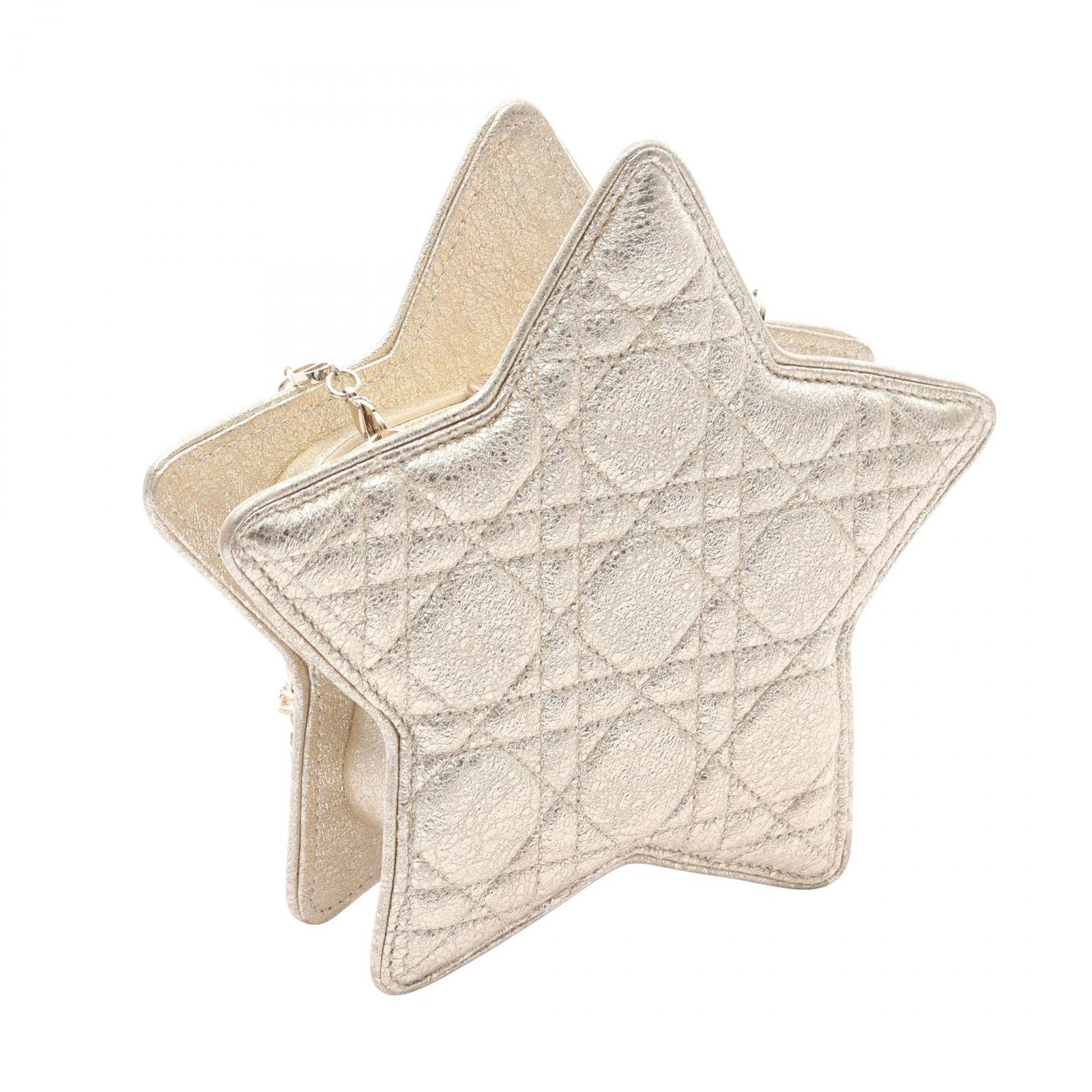 Dior Shoulder Bag Kids Star Champagne Gold Leather Mini — view 2