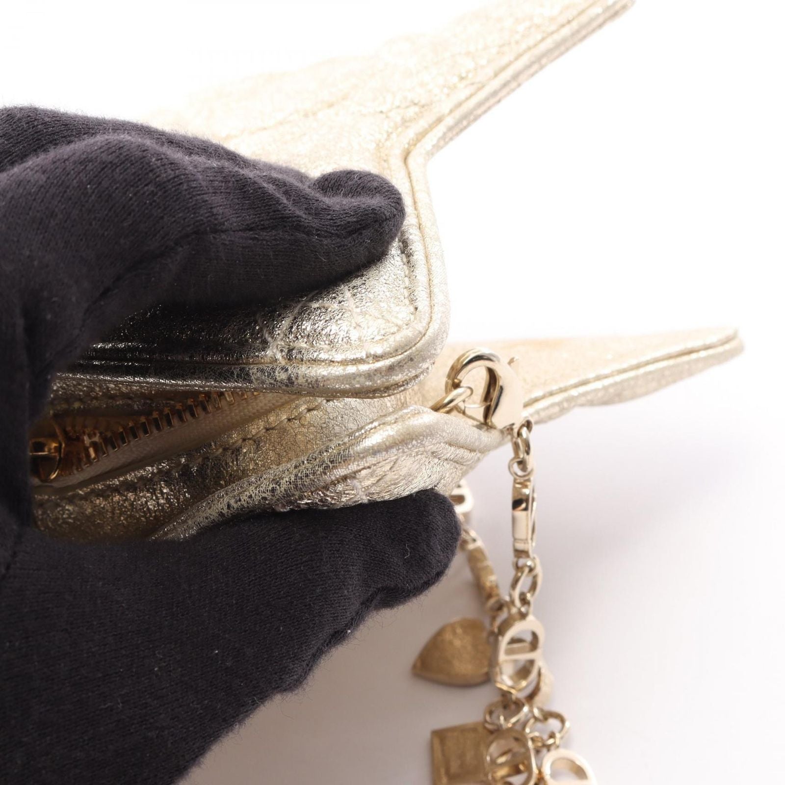 Dior Shoulder Bag Kids Star Champagne Gold Leather Mini — view 8