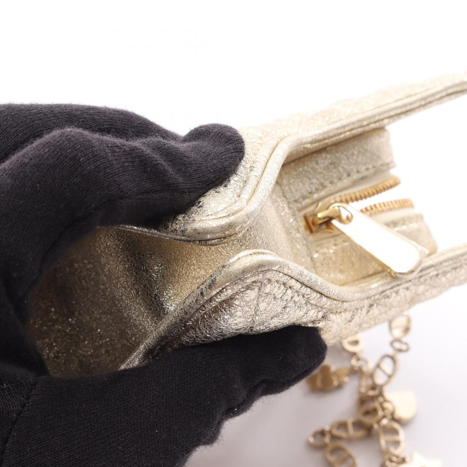 Dior Shoulder Bag Kids Star Champagne Gold Leather Mini — view 9