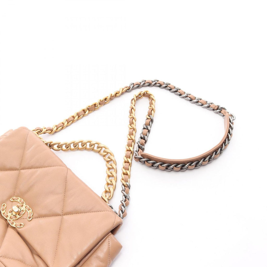 Chanel Shoulder Bag 19 Dizeneuf Quilted 2-Way Camel Lambskin 19 Chain — view 9