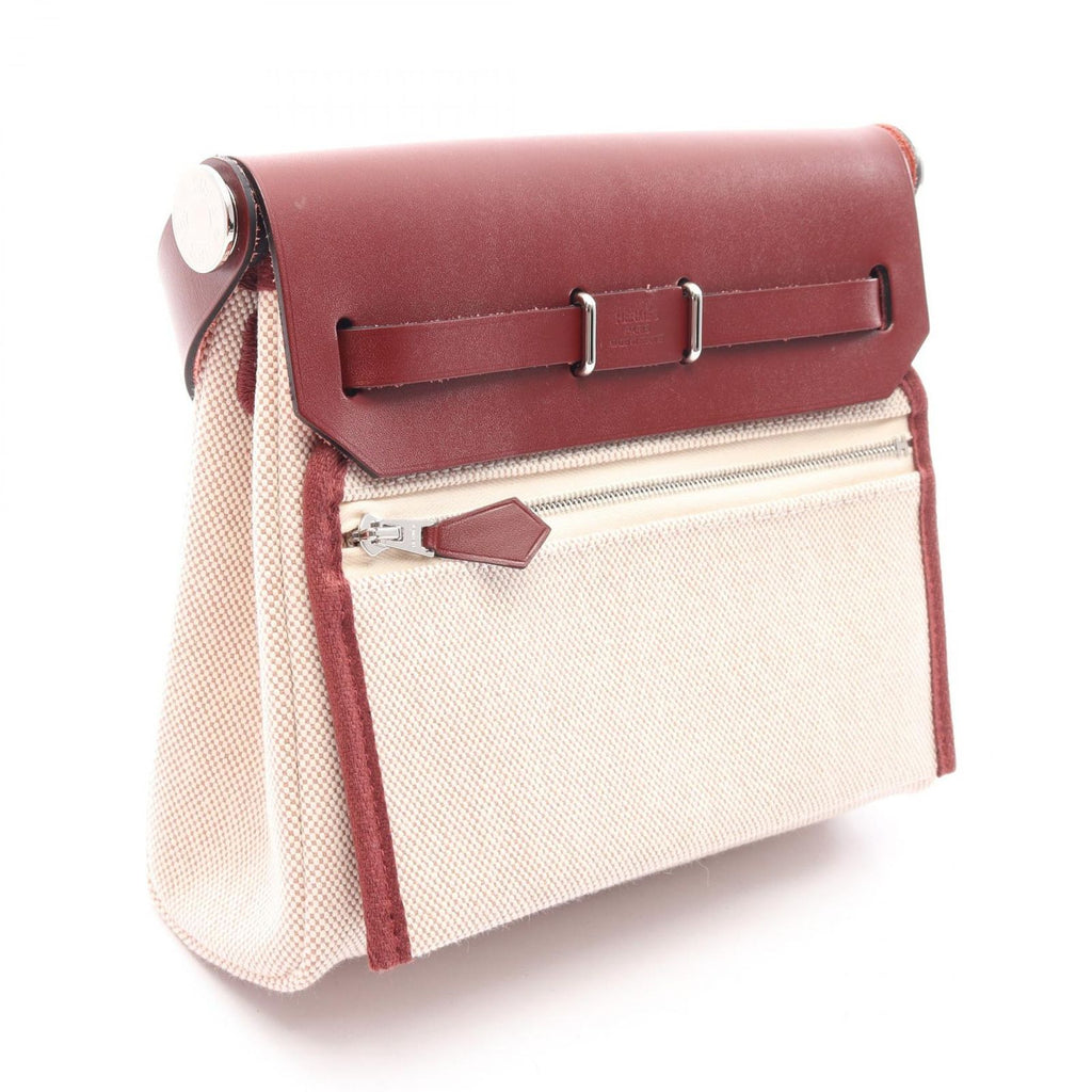 Hermes Shoulder Bag Herbag Zip Mini Ecru Rouge Ache Canvas Leather Zip Mini — view 2