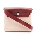 Hermes Shoulder Bag Herbag Zip Mini Ecru Rouge Ache Canvas Leather Zip Mini