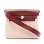 Hermes Shoulder Bag Herbag Zip Mini Ecru Rouge Ache Canvas Leather Zip Mini