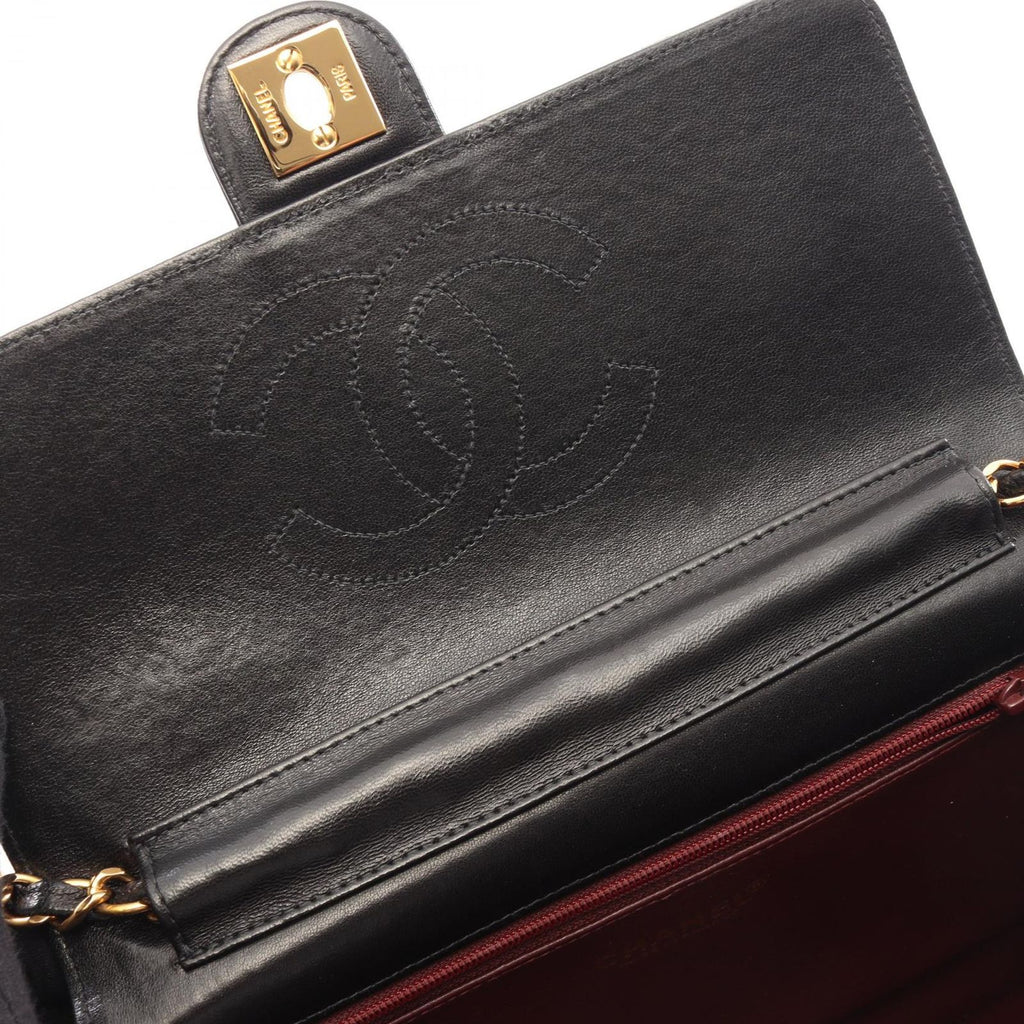 Chanel Shoulder Bag Quilted Single Flap Black Lambskin Chain — view 7