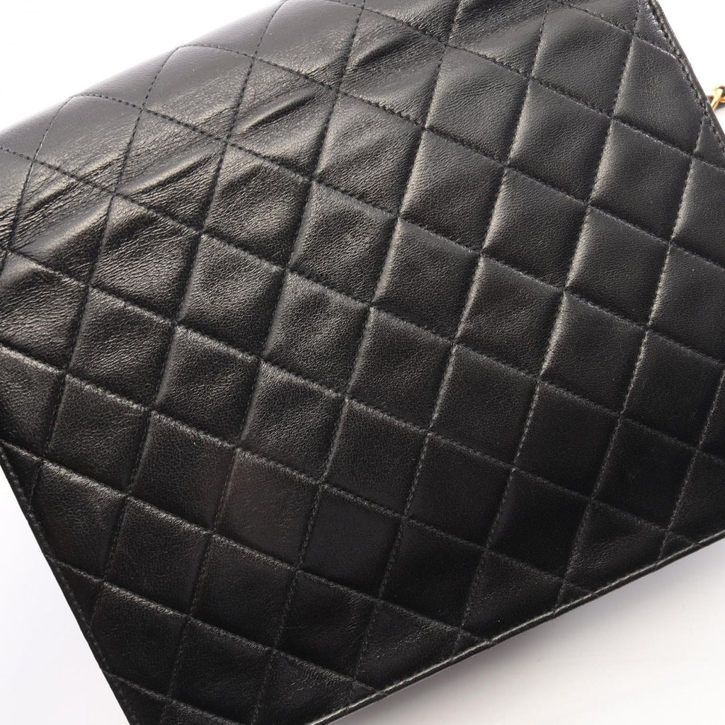 Chanel Shoulder Bag Quilted Single Flap Black Lambskin Chain — view 9