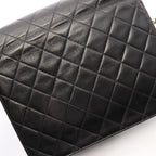 Chanel Shoulder Bag Quilted Single Flap Black Lambskin Chain — view 9