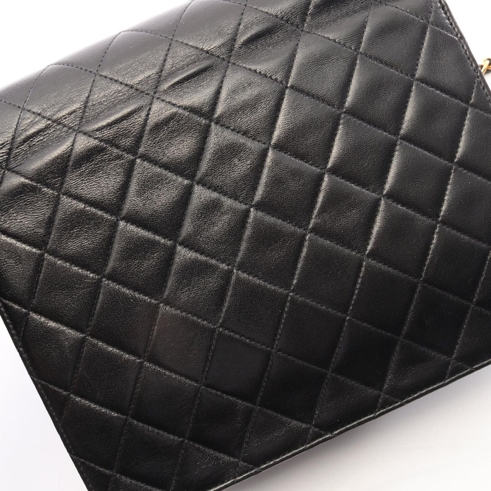 Chanel Shoulder Bag Quilted Single Flap Black Lambskin Chain — view 9
