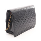 Chanel Shoulder Bag Quilted Single Flap Black Lambskin Chain — view 2
