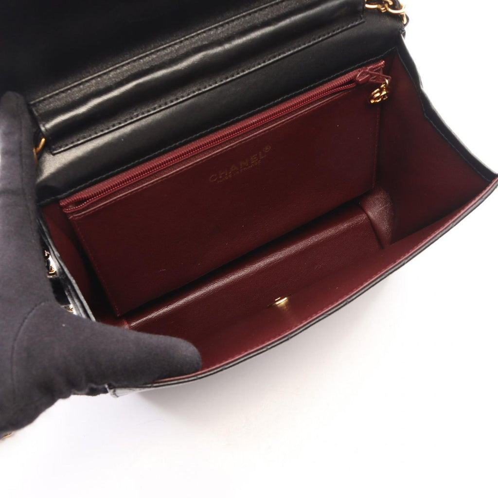 Chanel Shoulder Bag Quilted Single Flap Black Lambskin Chain — view 3