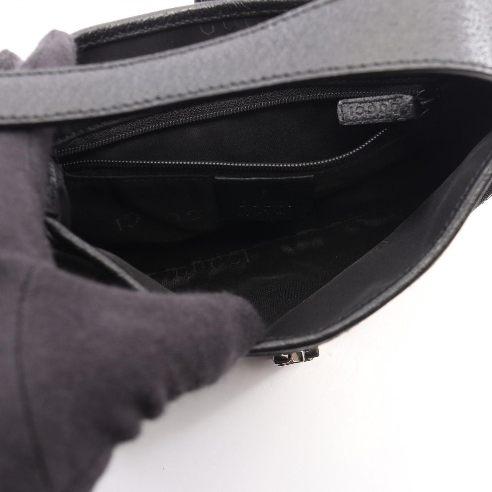 Gucci Shoulder Bag Jackie 007 Black Canvas Leather Mini — view 3
