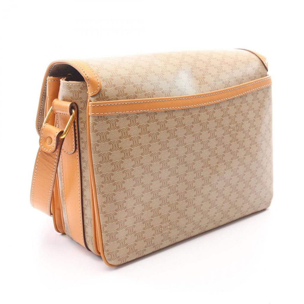 Celine Shoulder Bag Macadam Beige Canvas Leather — view 2