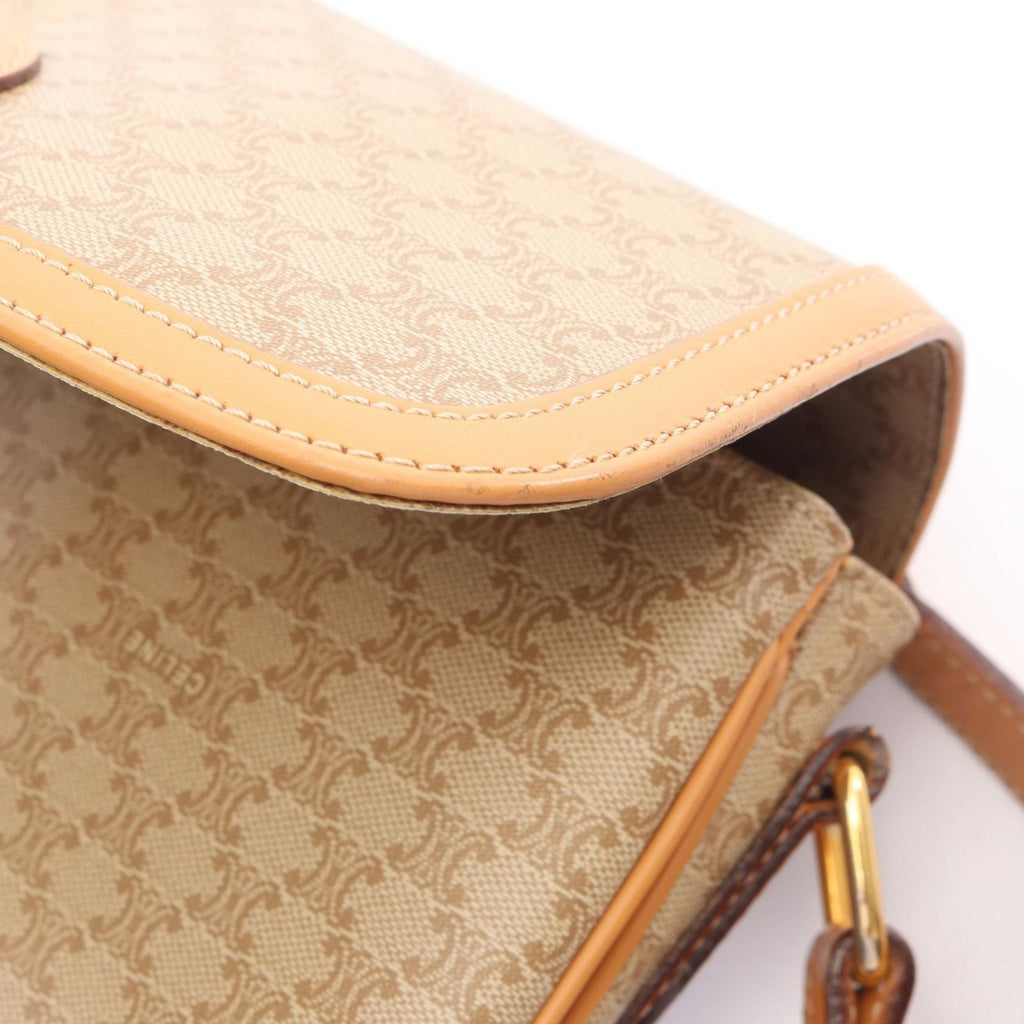 Celine Shoulder Bag Macadam Beige Canvas Leather — view 7