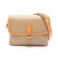 Celine Shoulder Bag Macadam Beige Canvas Leather