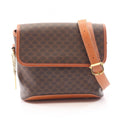 Celine Shoulder Bag Macadam Brown Canvas Leather