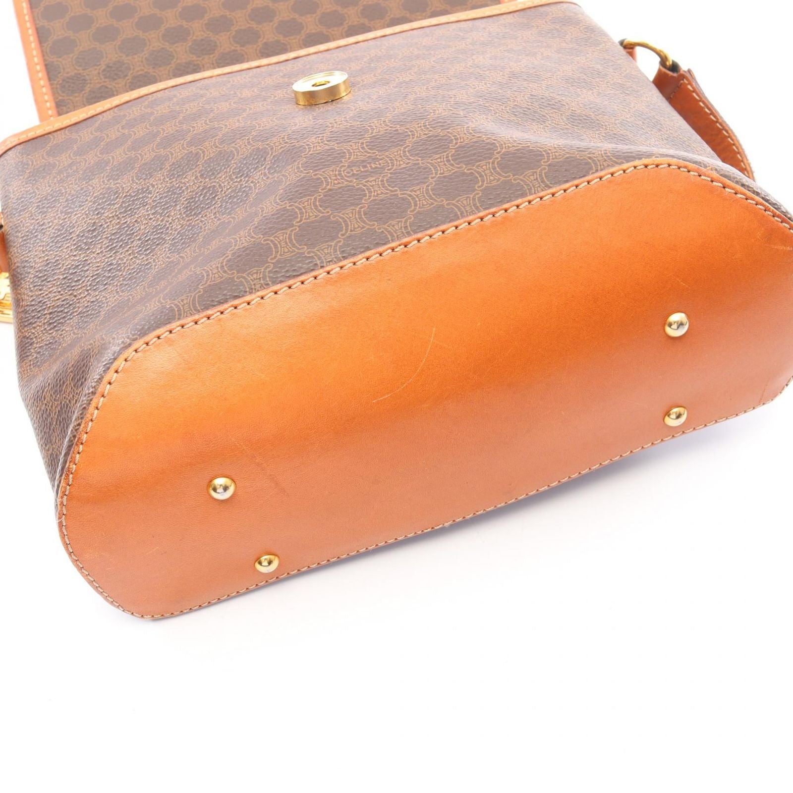 Celine Shoulder Bag Macadam Brown Canvas Leather — view 7