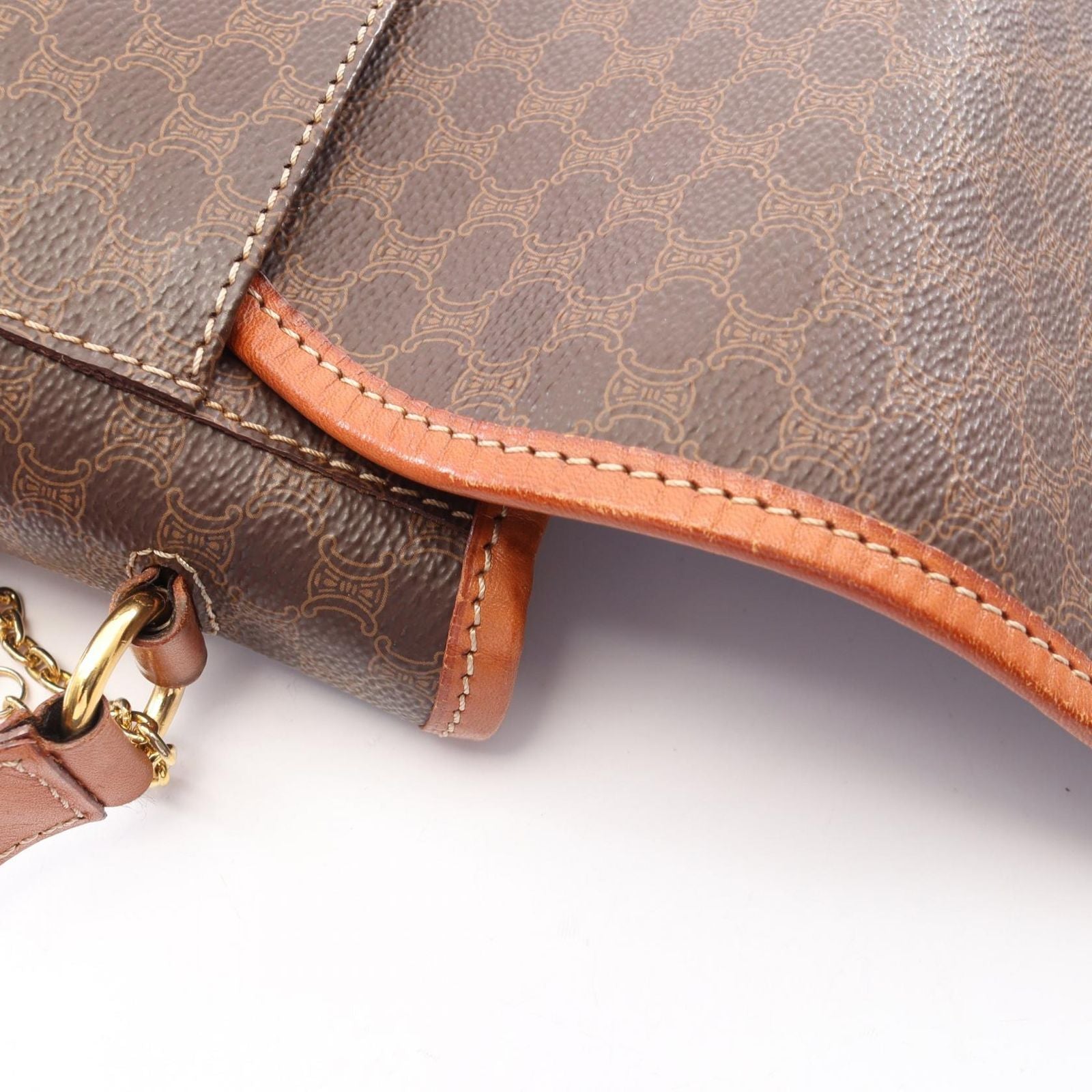Celine Shoulder Bag Macadam Brown Canvas Leather — view 8