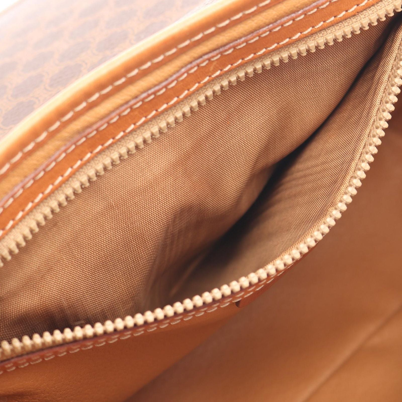 Celine Shoulder Bag Macadam Brown Canvas Leather — view 5