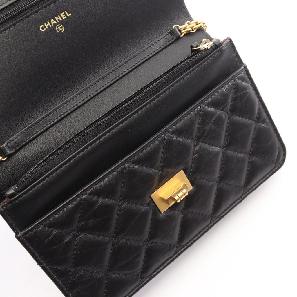 Chanel Shoulder Bag 2.55 Quilted Mini Black Calf Chain Wallet — view 8