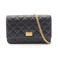 Chanel Shoulder Bag 2.55 Quilted Mini Black Calf Chain Wallet
