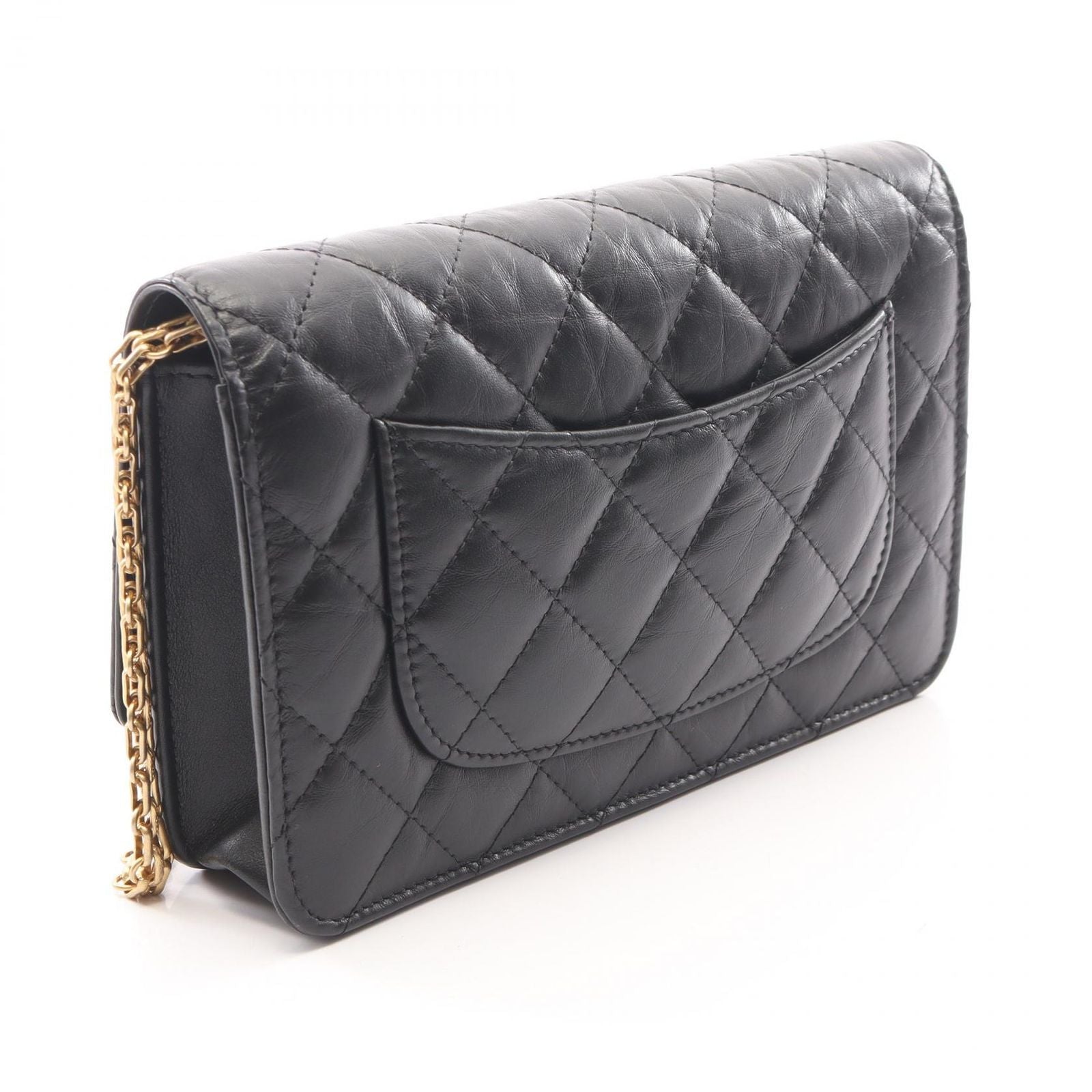 Chanel Shoulder Bag 2.55 Quilted Mini Black Calf Chain Wallet — view 2