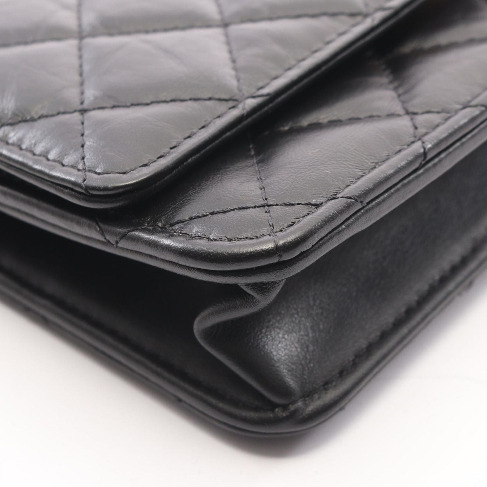 Chanel Shoulder Bag 2.55 Quilted Mini Black Calf Chain Wallet — view 7