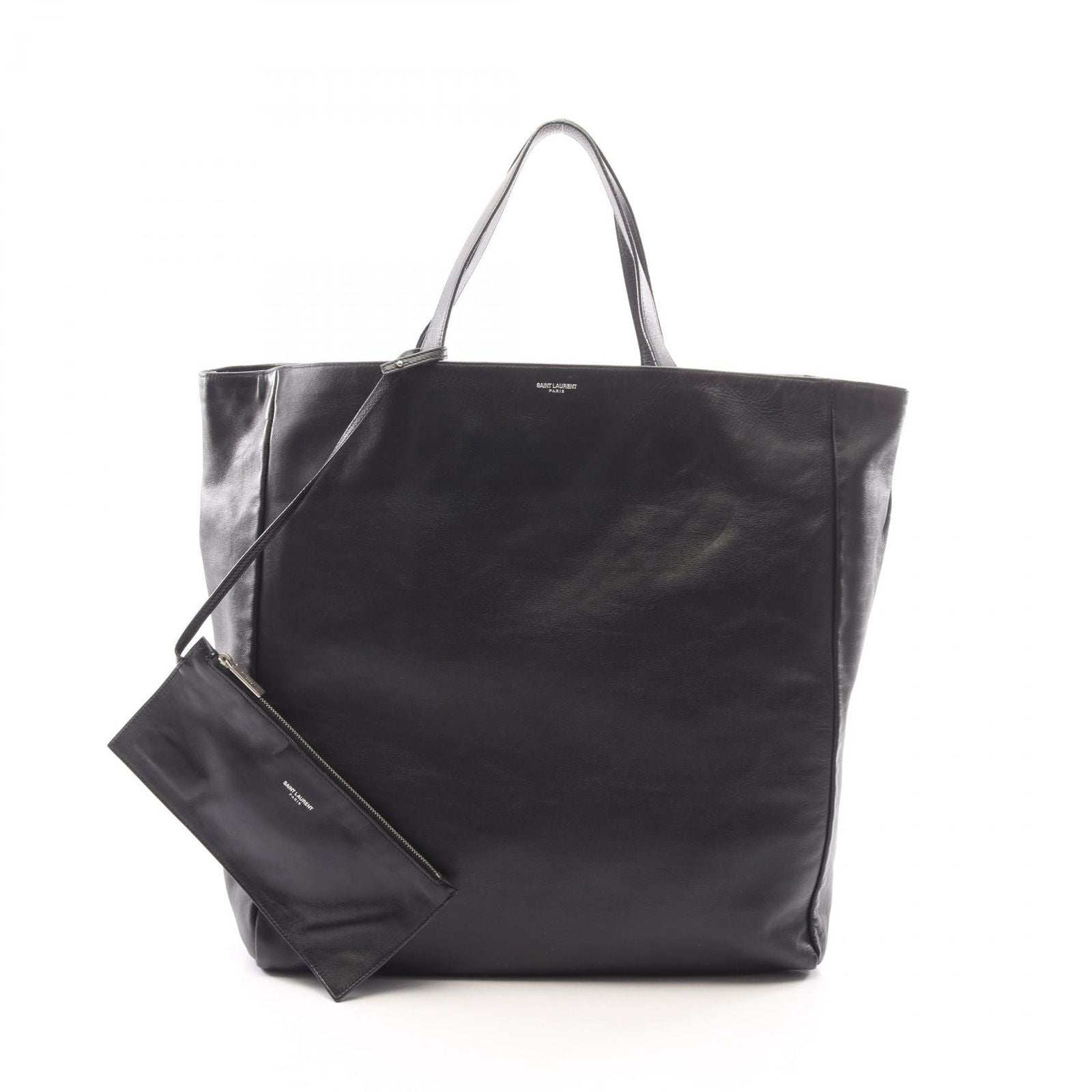 Saint Laurent Paris Tote Logo Black Leather
