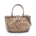 Gucci Handbag Ski GG Canvas 2-Way Beige Gray Ski Diamante Hand
