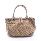 Gucci Handbag Ski GG Canvas 2-Way Beige Gray Ski Diamante Hand