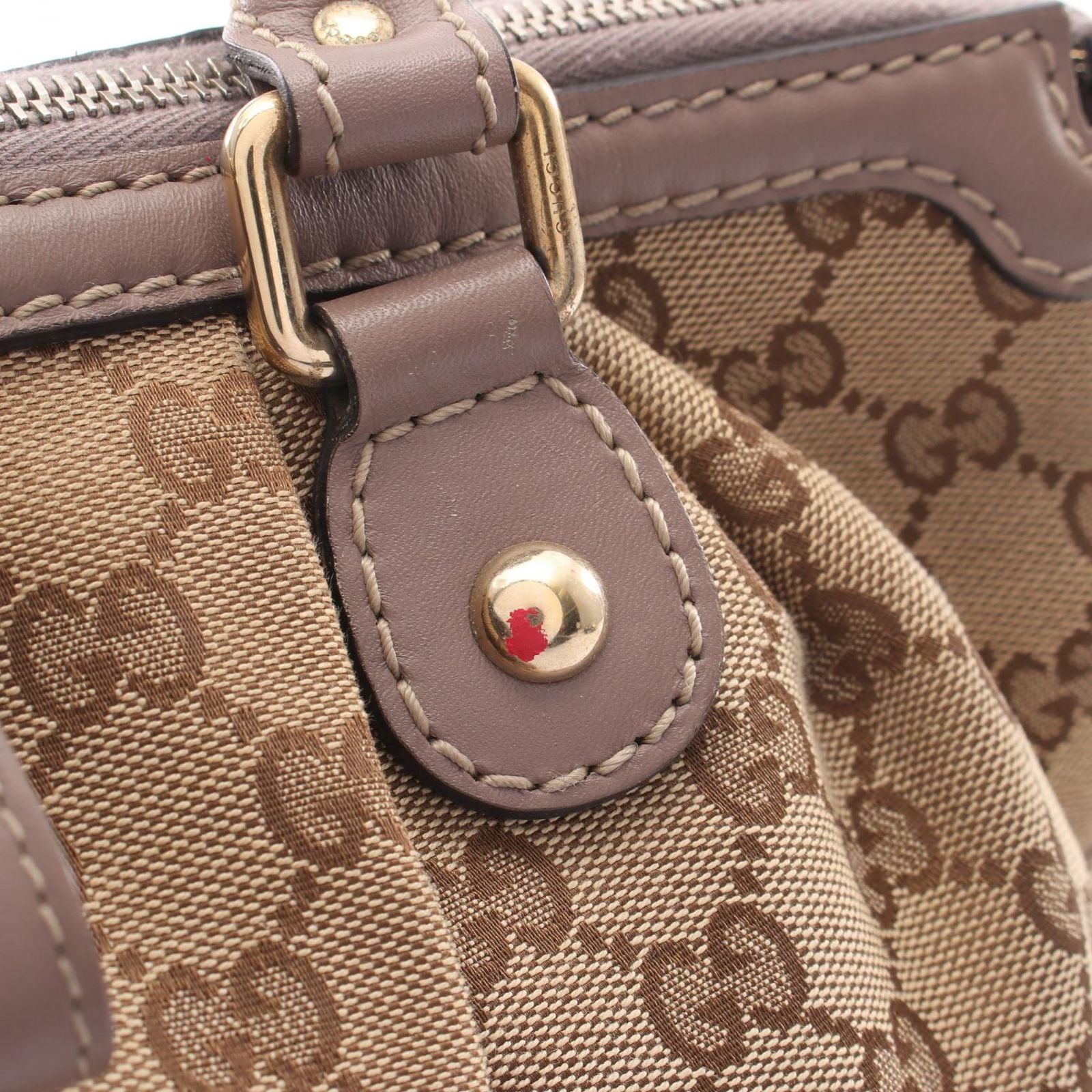 Gucci Handbag Ski GG Canvas 2-Way Beige Gray Ski Diamante Hand — view 5