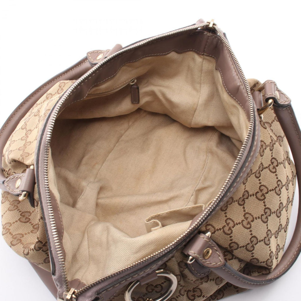 Gucci Handbag Ski GG Canvas 2-Way Beige Gray Ski Diamante Hand — view 3