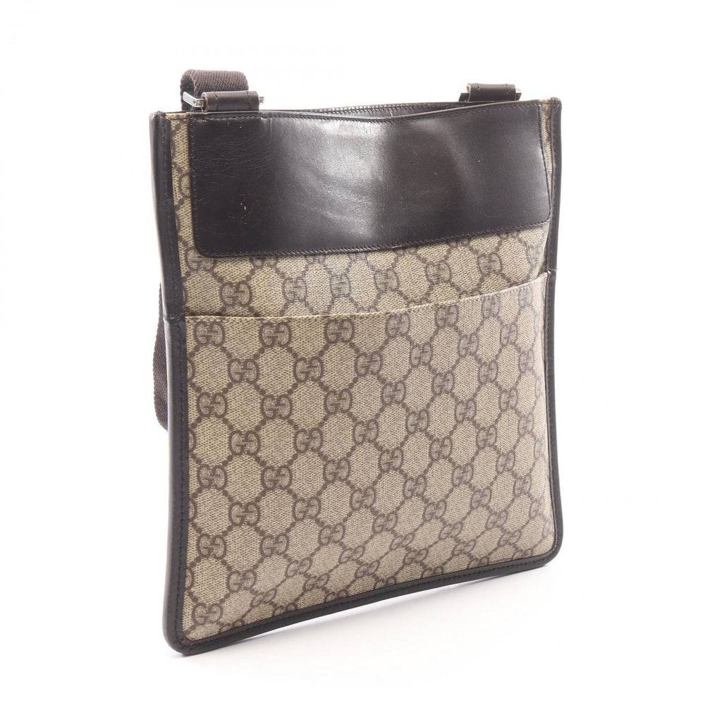 Gucci Shoulder Bag GG Supreme Beige Dark Brown Canvas Leather — view 2