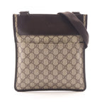 Gucci Shoulder Bag GG Supreme Beige Dark Brown Canvas Leather