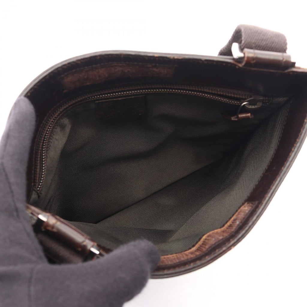 Gucci Shoulder Bag GG Supreme Beige Dark Brown Canvas Leather — view 3