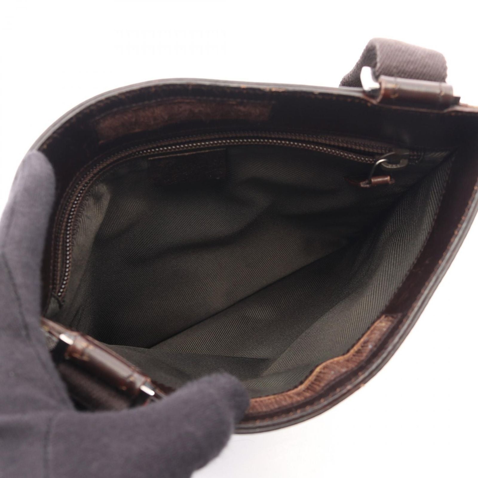 Gucci Shoulder Bag GG Supreme Beige Dark Brown Canvas Leather — view 3