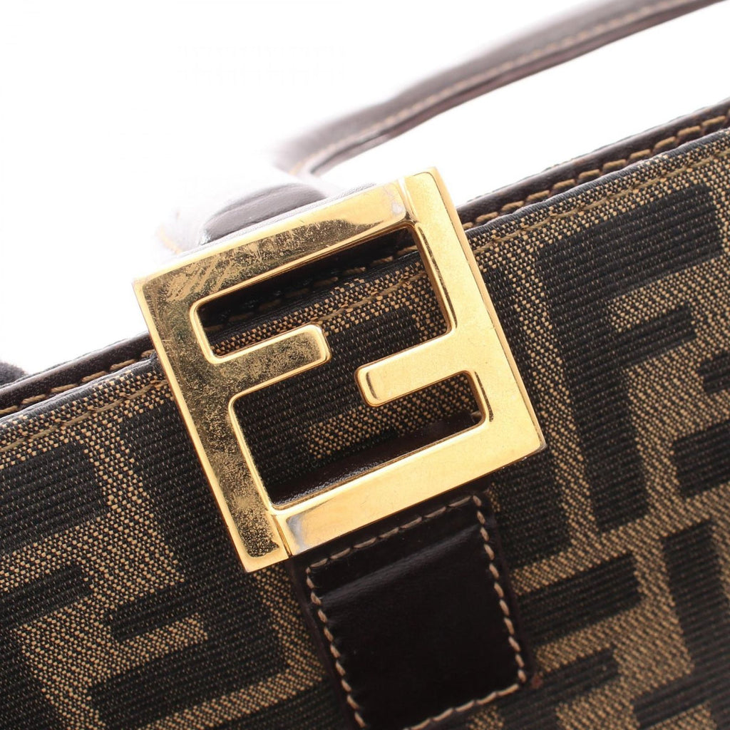 Fendi Tote Zucca Brown Dark Canvas Leather — view 6