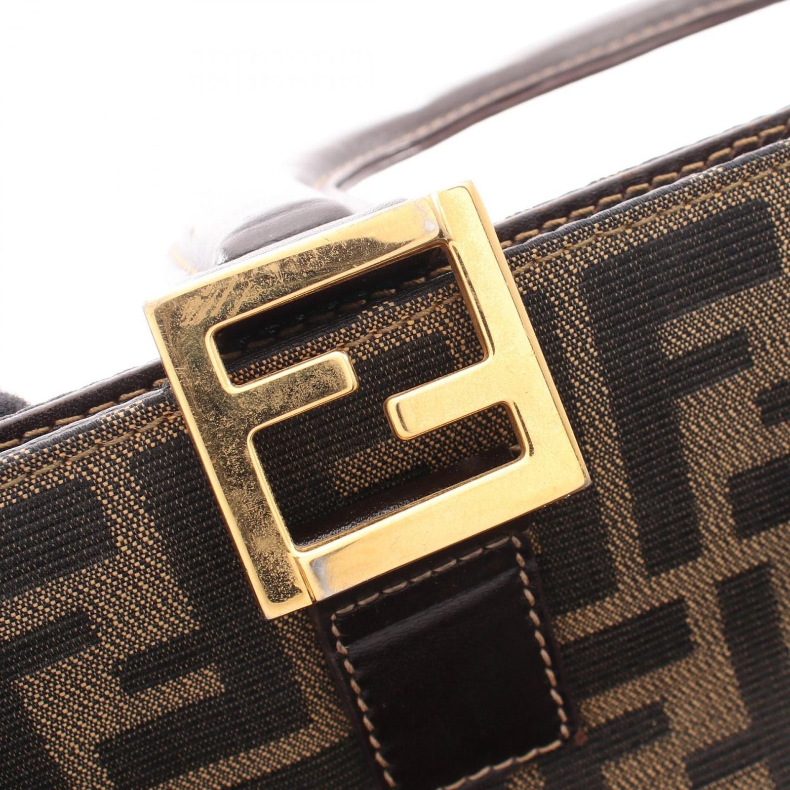 Fendi Tote Zucca Brown Dark Canvas Leather — view 6