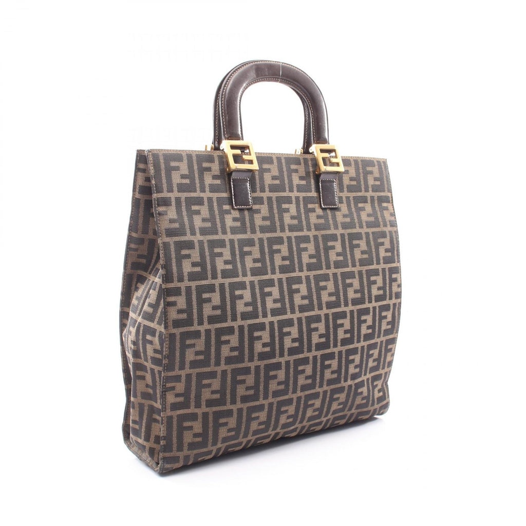 Fendi Tote Zucca Brown Dark Canvas Leather — view 2