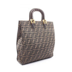 Fendi Tote Zucca Brown Dark Canvas Leather — view 2