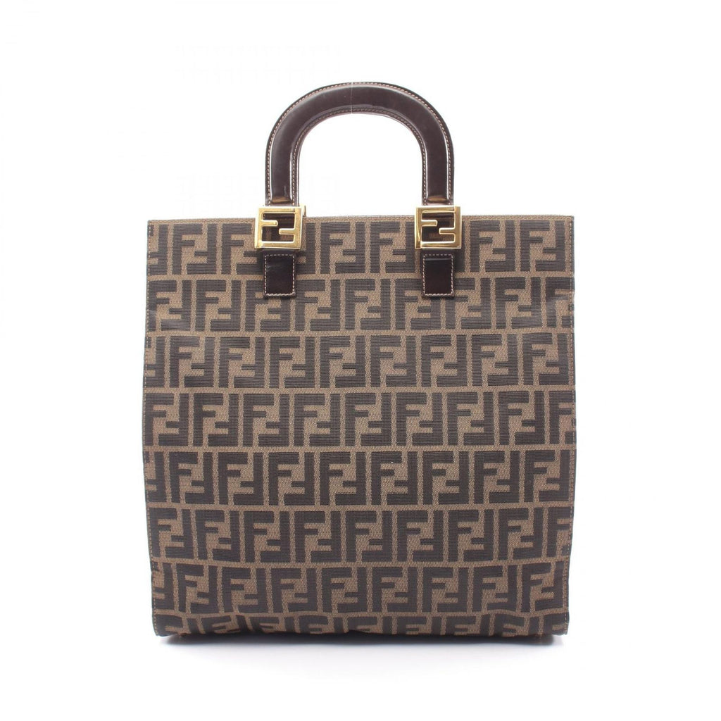 Fendi Tote Zucca Brown Dark Canvas Leather