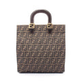 Fendi Tote Zucca Brown Dark Canvas Leather