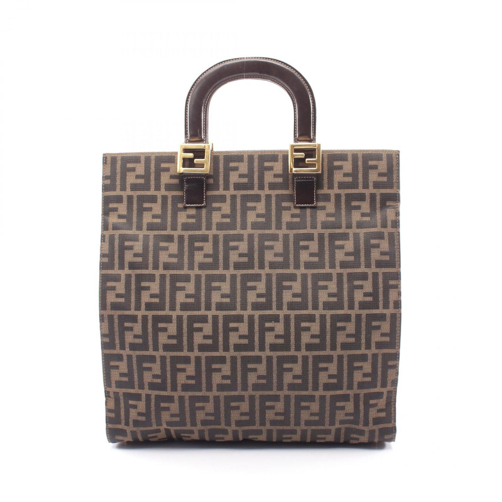 Fendi Tote Zucca Brown Dark Canvas Leather