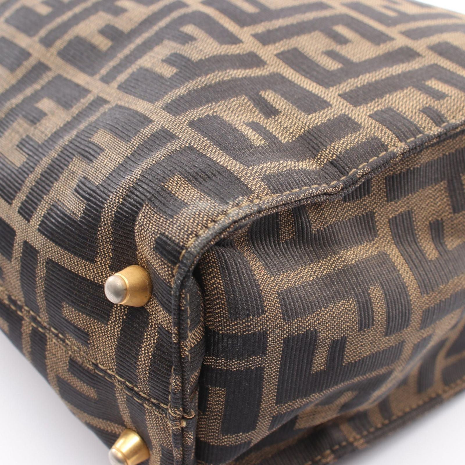 Fendi Tote Zucca Brown Dark Canvas Leather — view 8