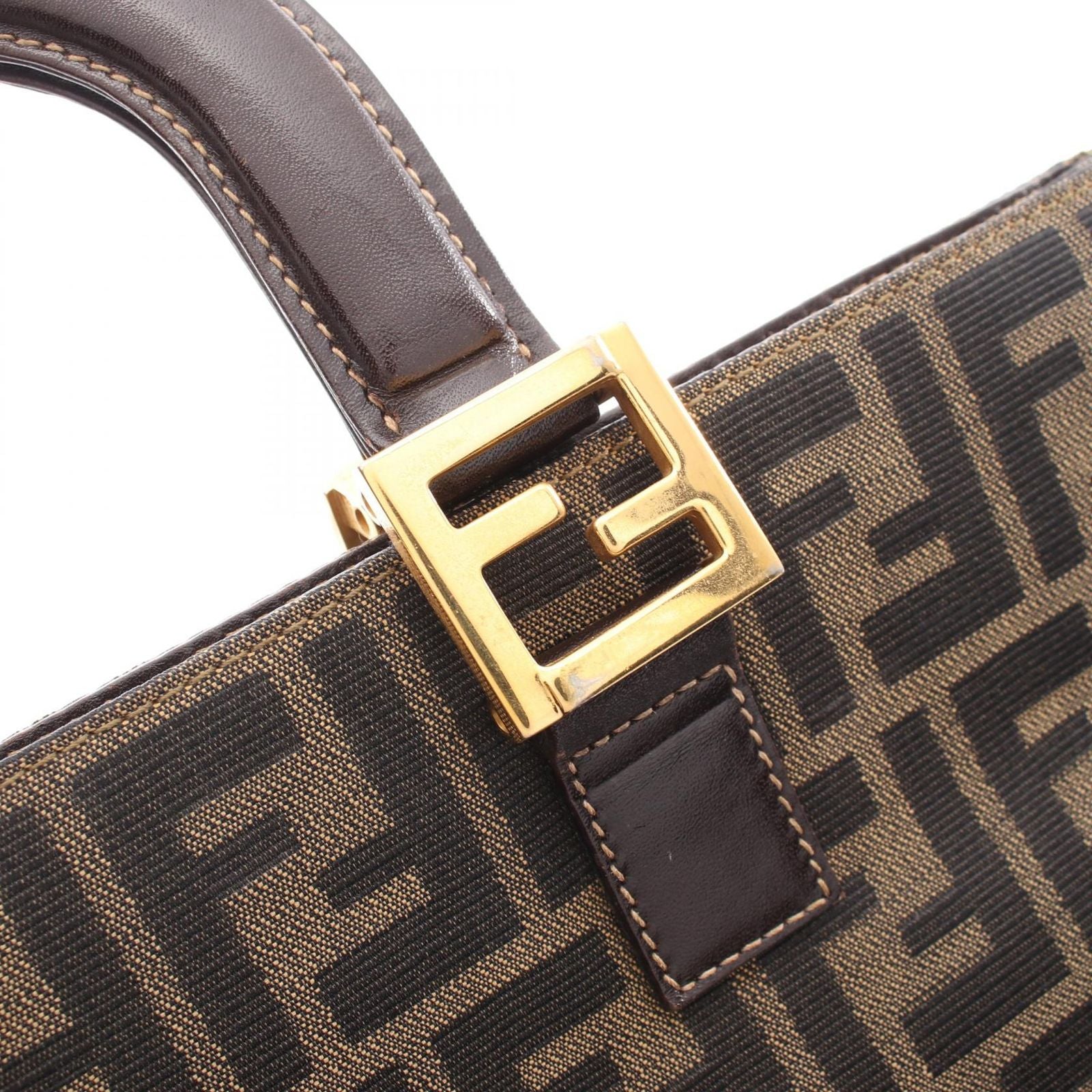 Fendi Tote Zucca Brown Dark Canvas Leather — view 5